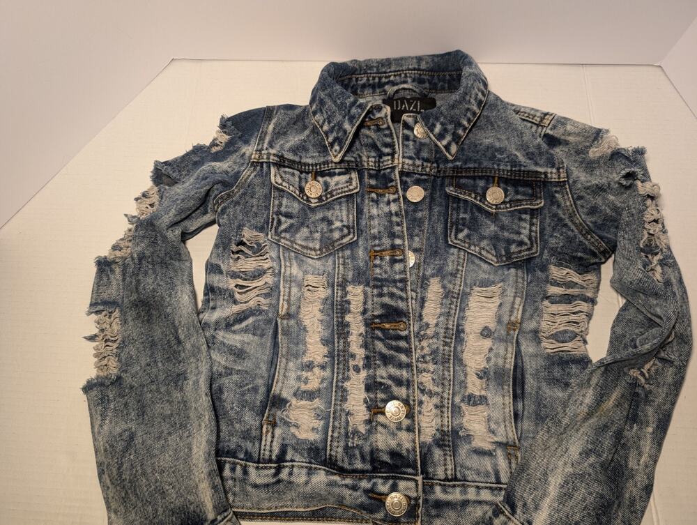 Dazl Jeans Denim Distressed Jacket  Size M